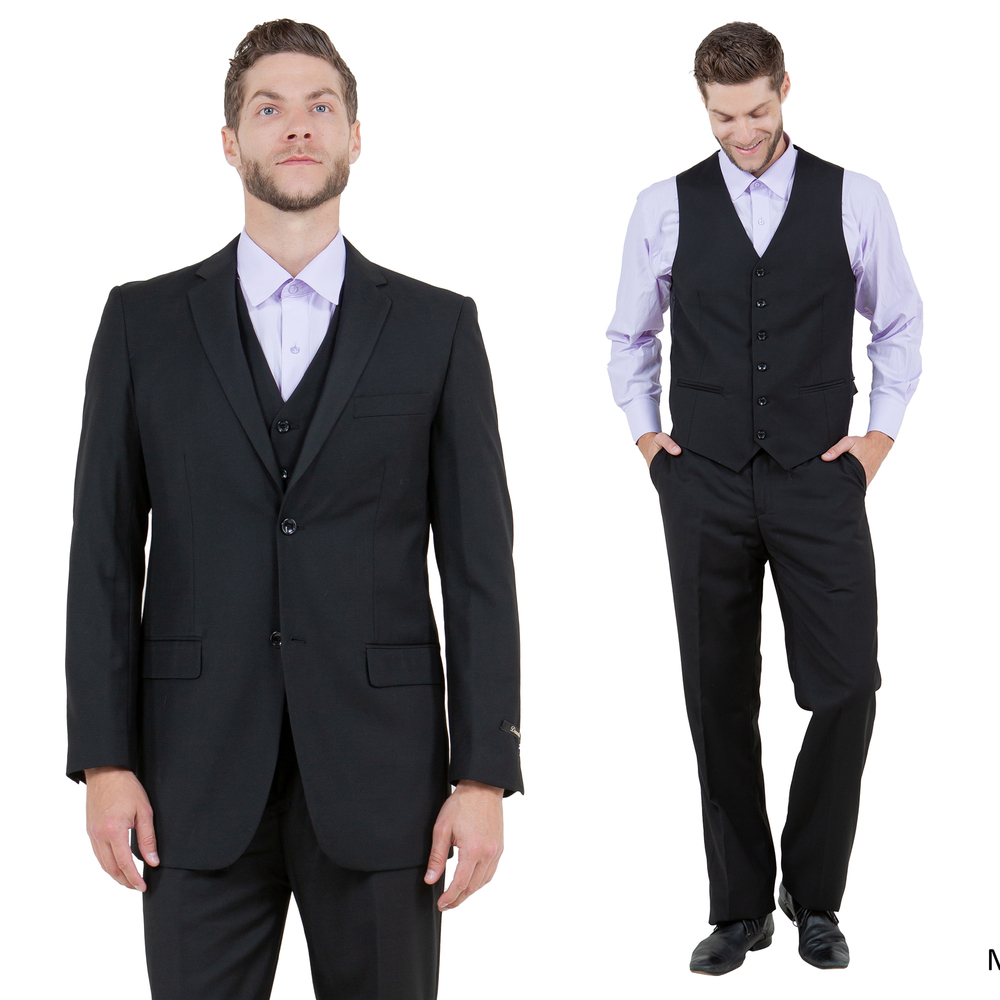 Modern Fit 3pc Mens Suit Set by Demantie, Black